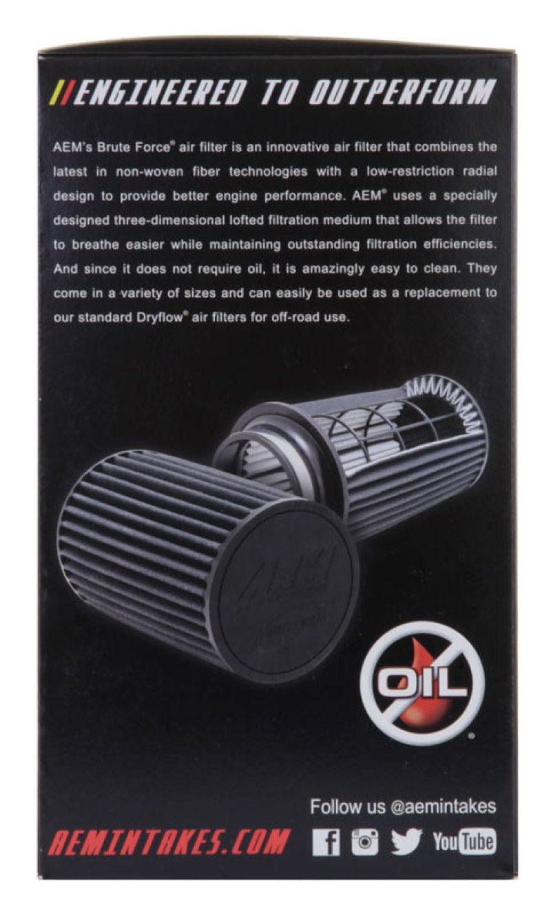 AEM 3.5 in x 9 in Dryflow Conical Air Filter - 21-2049BF