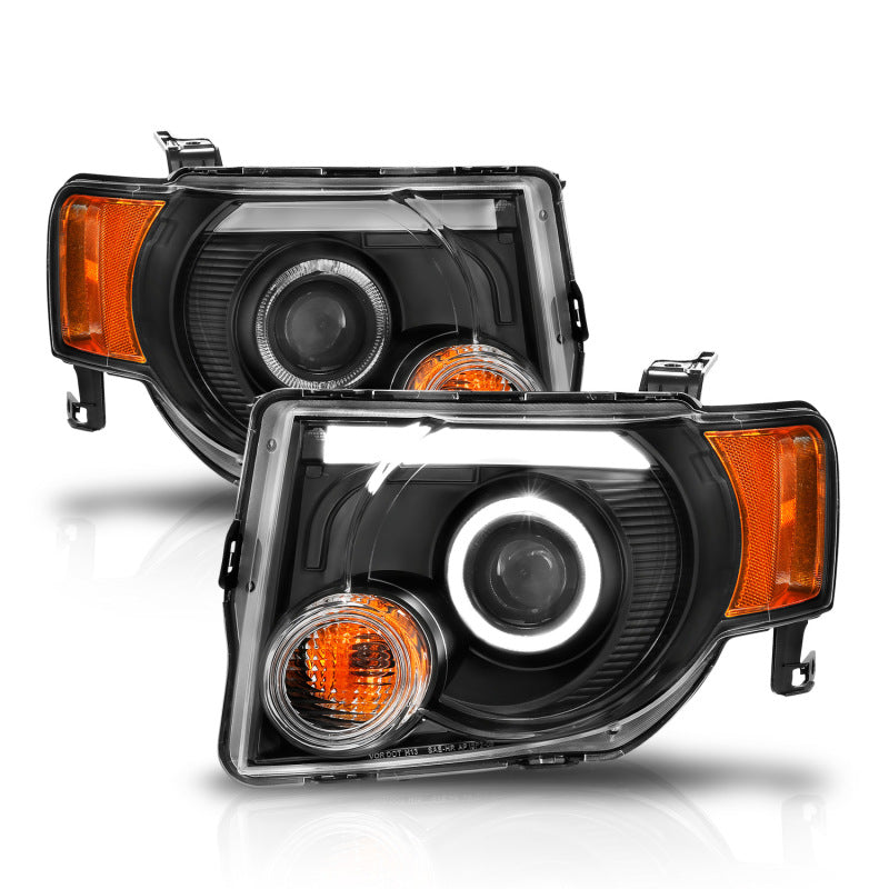ANZO 2008-2012 Ford Escape Projector Headlights w/ Halo Black - 111355