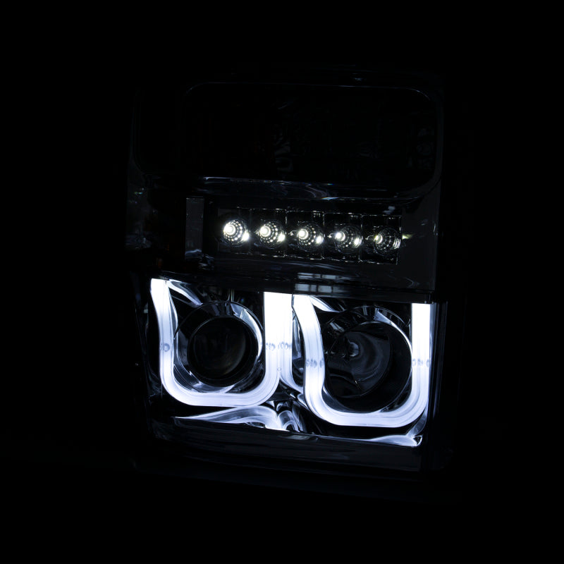 ANZO 2008-2010 Ford F-250 Projector Headlights w/ U-Bar Black - 111305