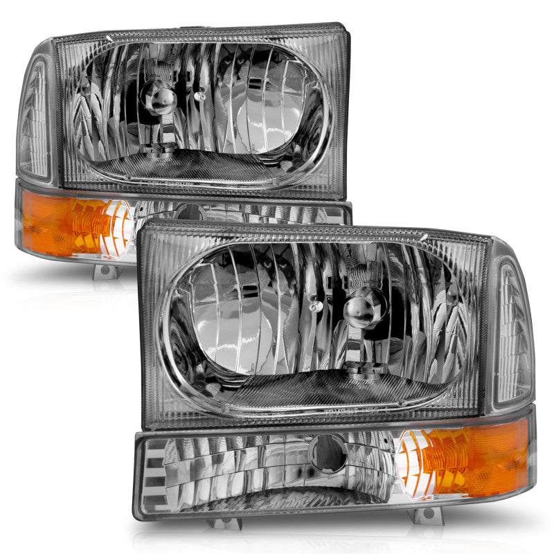 ANZO 2000-2004 Ford Excursion Crystal Headlights Chrome w/ Corner Lights - 111081