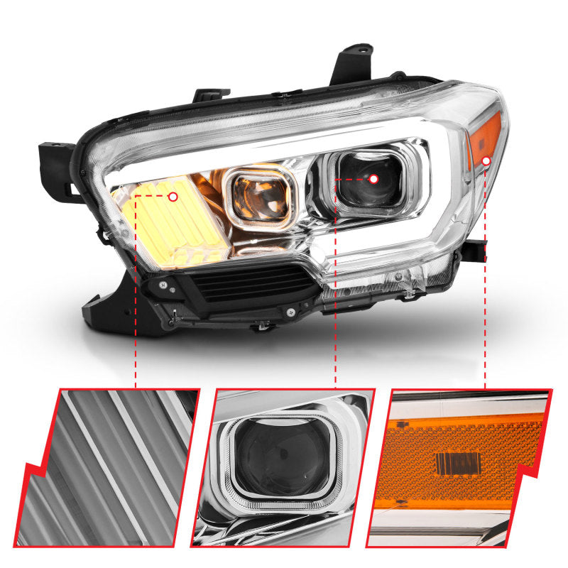 ANZO 2016-2017 Toyota Tacoma Projector Headlights w/ Plank Style Design - 111380