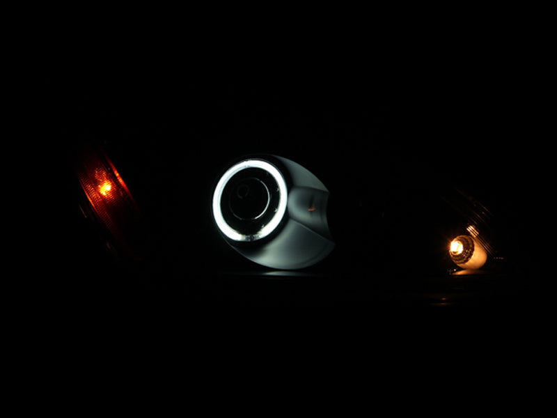 ANZO 2004-2007 Mitsubishi Lancer Projector Headlights w/ Halo Black (CCFL) - 121102