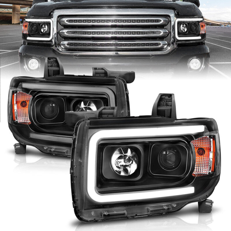 ANZO 2015+ GMC Canyon Projector Headlights w/ Plank Style Design - 111381