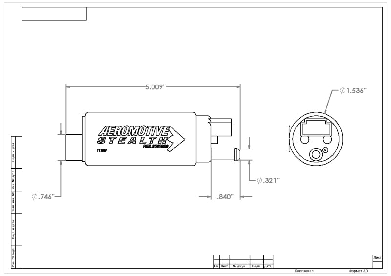 Aeromotive 340 Series Stealth In-Tank E85 Fuel Pump - Center - 11569