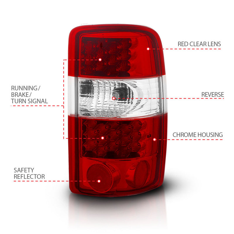 ANZO 2000-2006 Chevrolet Suburban LED Taillights Red/Clear - 311001