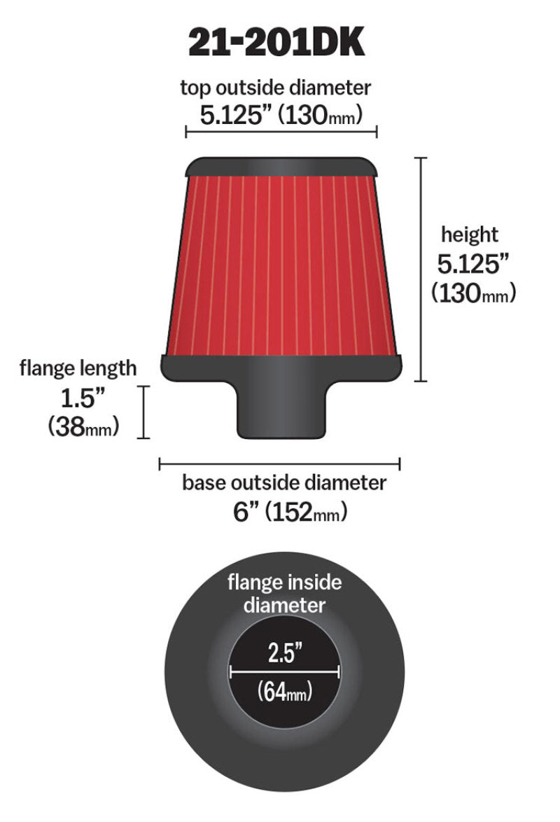 AEM 2.50 in Short Neck 5 in Element Filter - 21-201DK