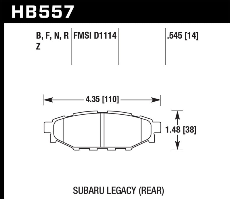 Hawk 2013-2014 Subaru BRZ Ltd (277mm Fr Disc/Solid Rr Disc) - HB557B.545