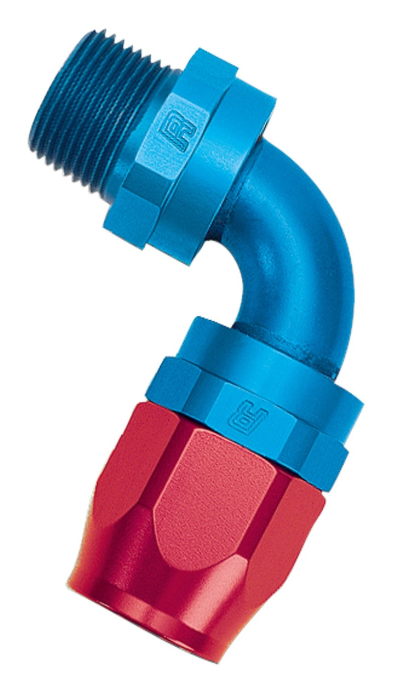 Russell Performance -6 AN Red/Blue 90 Degree Full Flow Swivel - 612090