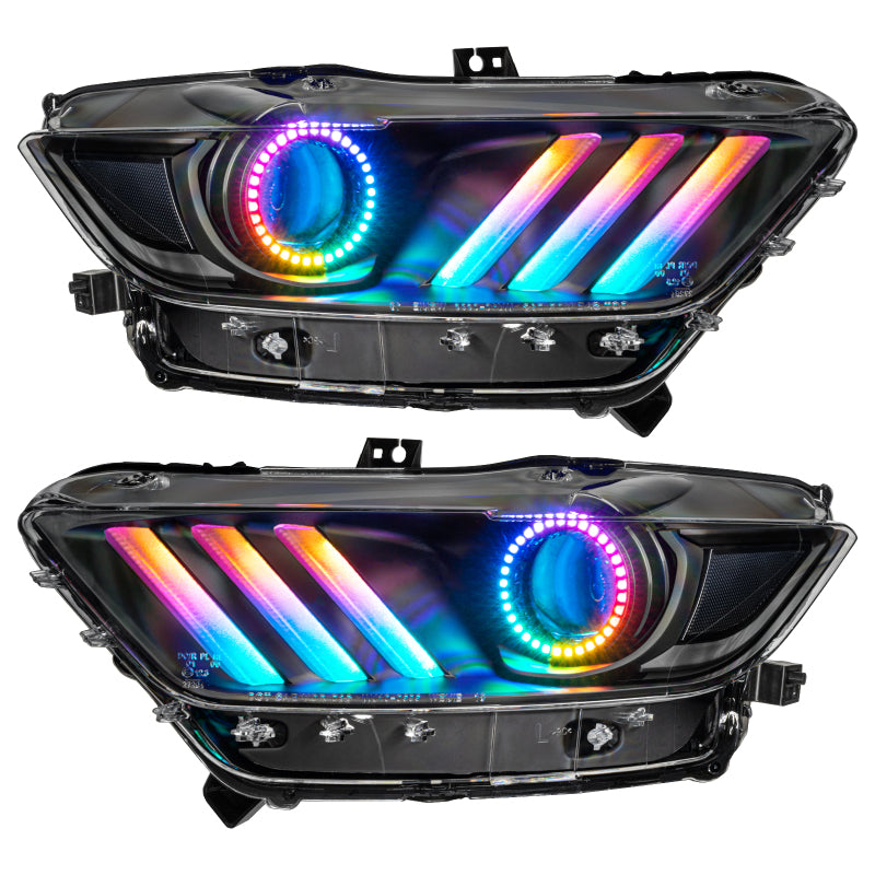 Oracle 15-17 Ford Mustang Dynamic RGB+A Pre-Assembled Headlights - Black - 8199-332
