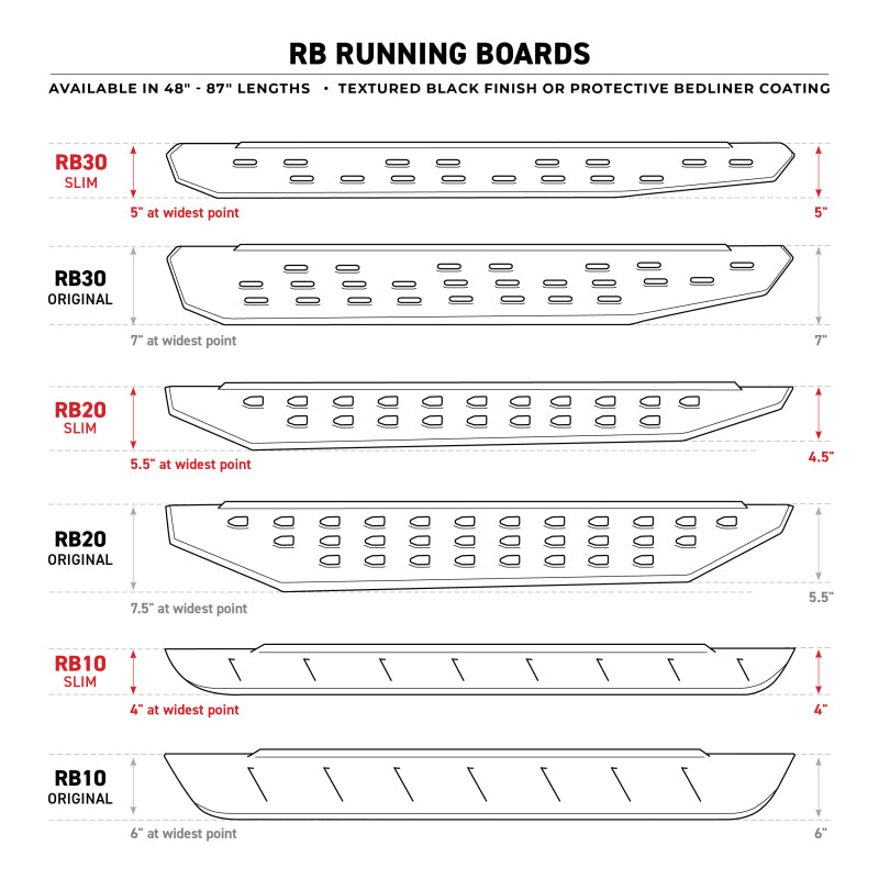 Go Rhino RB20 Slim Running Boards - Universal 87in. - - 69400087SPC