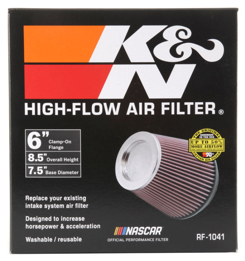 K&N Round Tapered Universal Air Filter 6 inch Flange 7 - RF-1041