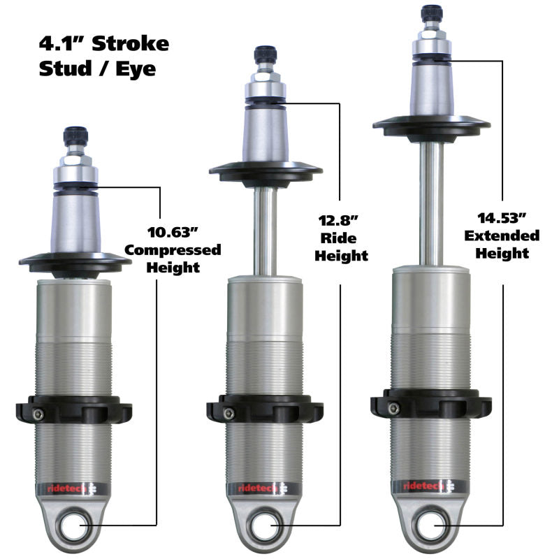 Ridetech HQ Series CoilOver Shock 4.1in Travel 2.5in Upper/Lower Bearing - 24149905