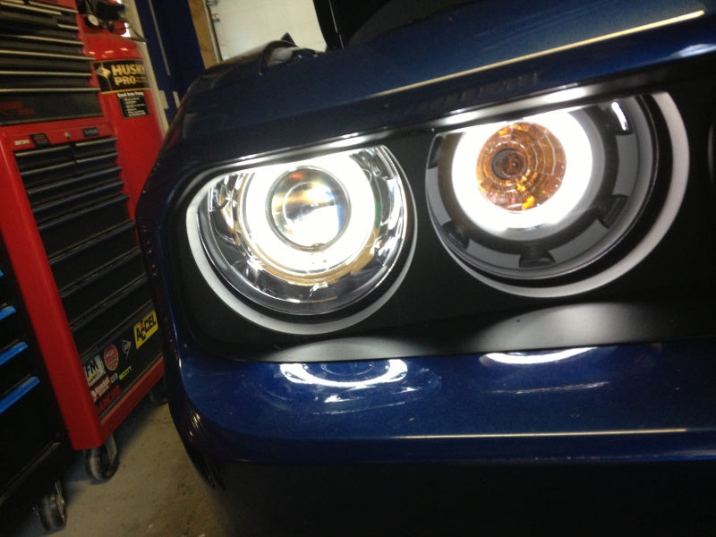 ANZO 2008-2014 Dodge Challenger Projector Headlights w/ Halo Black (CCFL) - 121308
