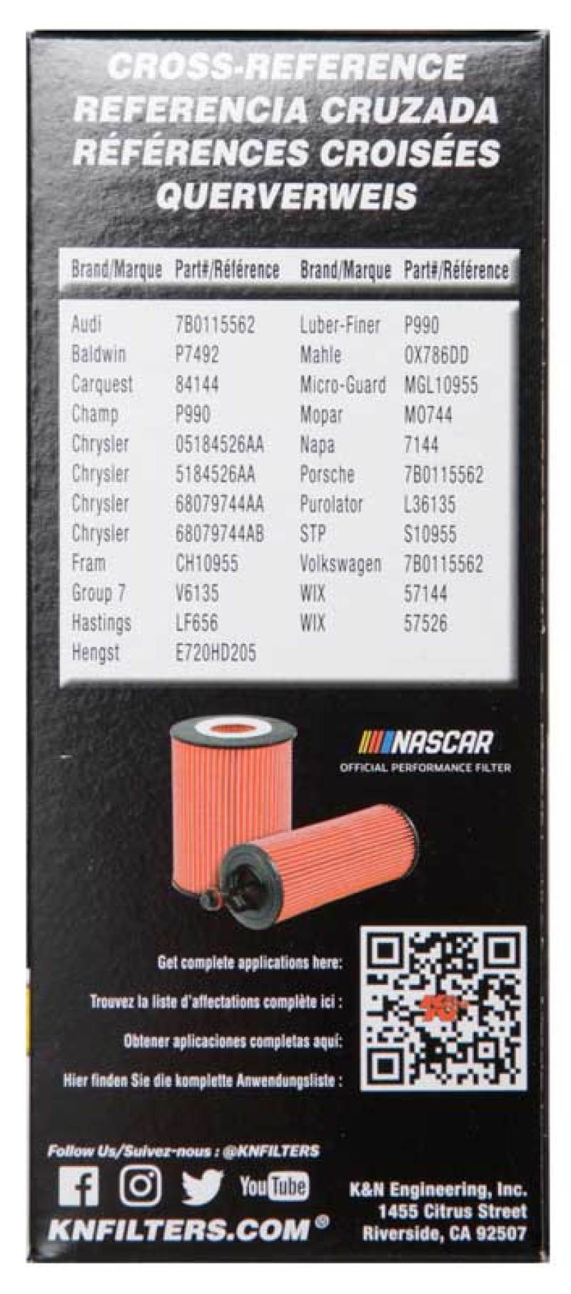 K&N Performance Oil Filter for 11-13 Chrysler 200/300 3.6L / - HP-7025