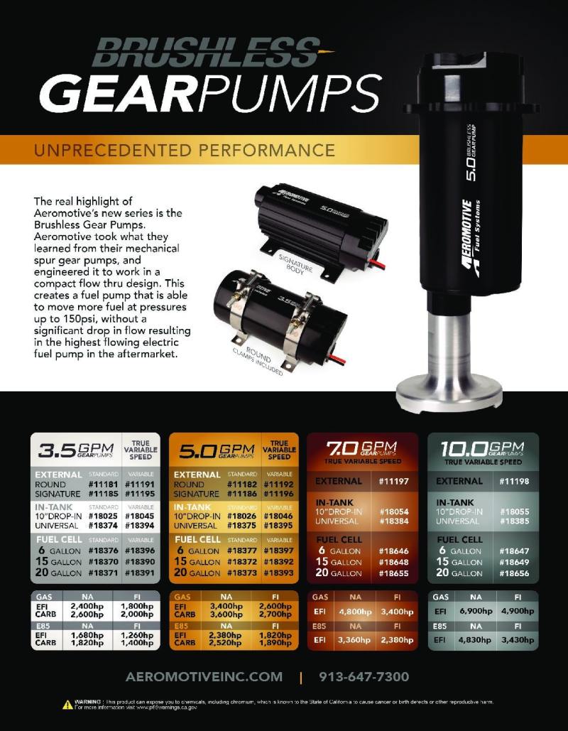 Aeromotive 5.0 Brushless Spur Gear External Fuel Pump - In-Line - 11186