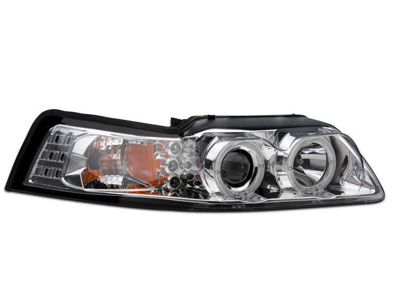 Raxiom 99-04 Ford Mustang Dual LED Halo Projector Headlights- Chrome - 49114