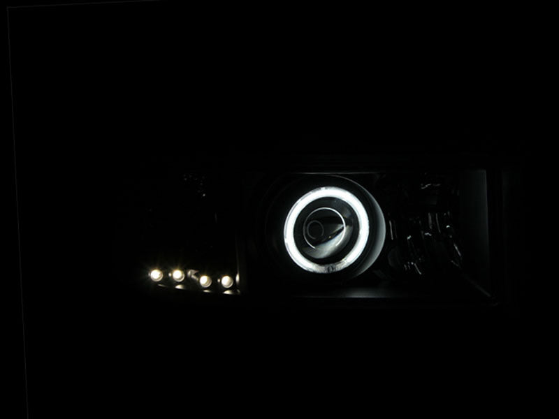ANZO 1994-2001 Dodge Ram Projector Headlights w/ Halo Black - 111065