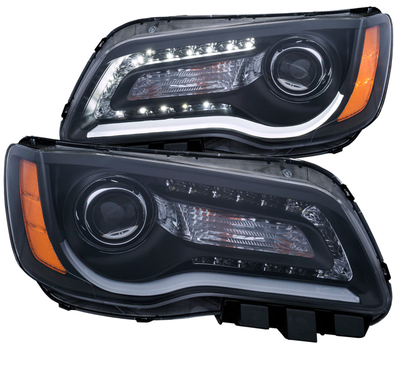 ANZO 2011-2014 Chrysler 300 Projector Headlights w/ Plank Style Design - 121495