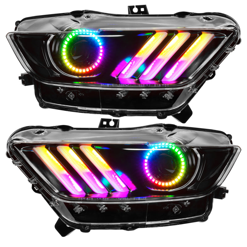 Oracle 15-17 Ford Mustang Dynamic RGB+A Pre-Assembled Headlights - Black - 8199-332