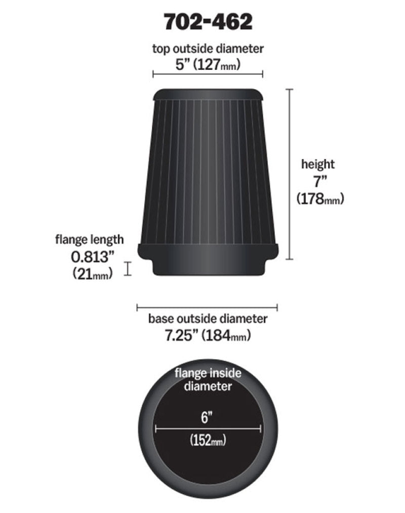 Airaid Universal Air Filter - Cone 6 x 7-1/4 x - 702-462