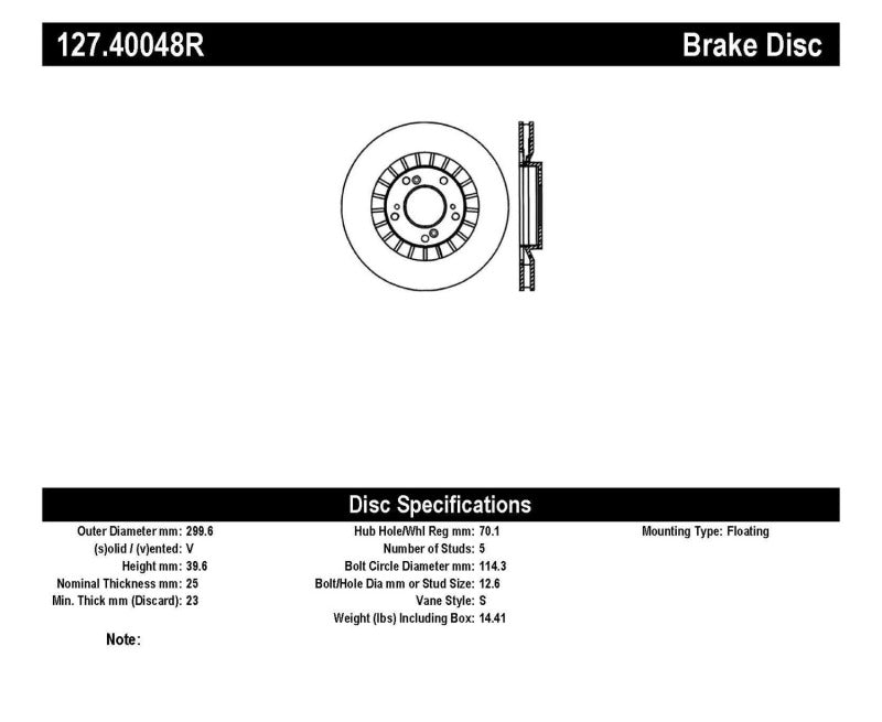StopTech 00-09 S2000 Slotted & Drilled Right Front Rotor - 127.40048R