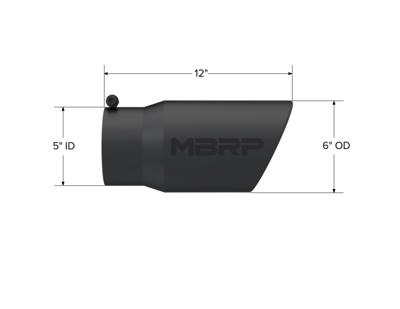 MBRP Universal Tip 6in O.D. Angled Rolled End 5 inlet - T5075BLK