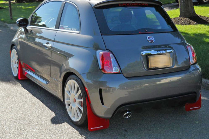 Rally Armor 12-18 Fiat 500 Red Mud Flap w/White Logo - MF25-UR-RD/WH