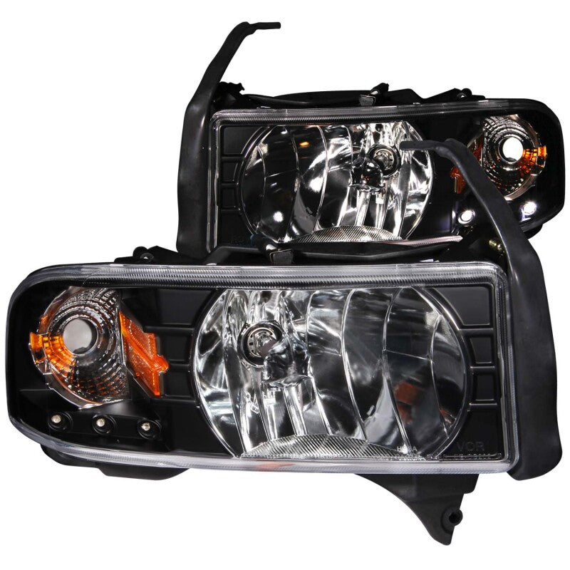 ANZO 1994-2001 Dodge Ram Crystal Headlights Black w/ LED - 111205
