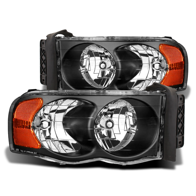 Raxiom 02-05 Dodge RAM 1500 Crystal Headlights- Black Housing (Clear - R110143