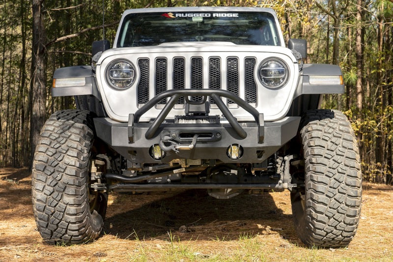 Rugged Ridge HD Bumper Stubby Front 07-18 Jeep Wrangler JK - 11540.32