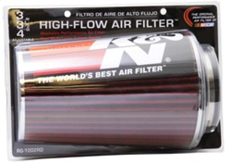 K&N Universal Air Filter Chrome Round Tapered Red - 4in - RG-1002RD