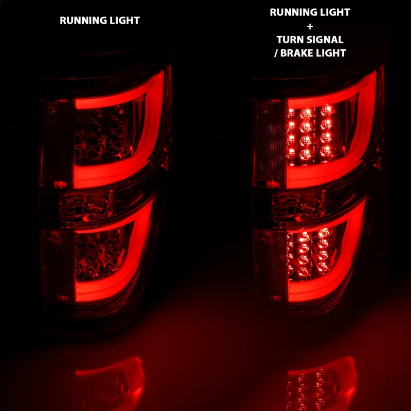 ANZO 2009-2013 Ford F-150 LED Taillights Red/Clear - 311260