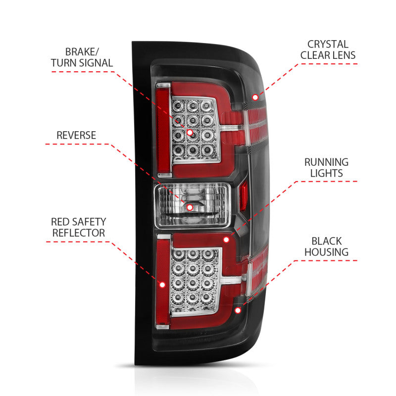 ANZO 2014-2018 Chevy Silverado 1500 LED Taillights Black - 311289