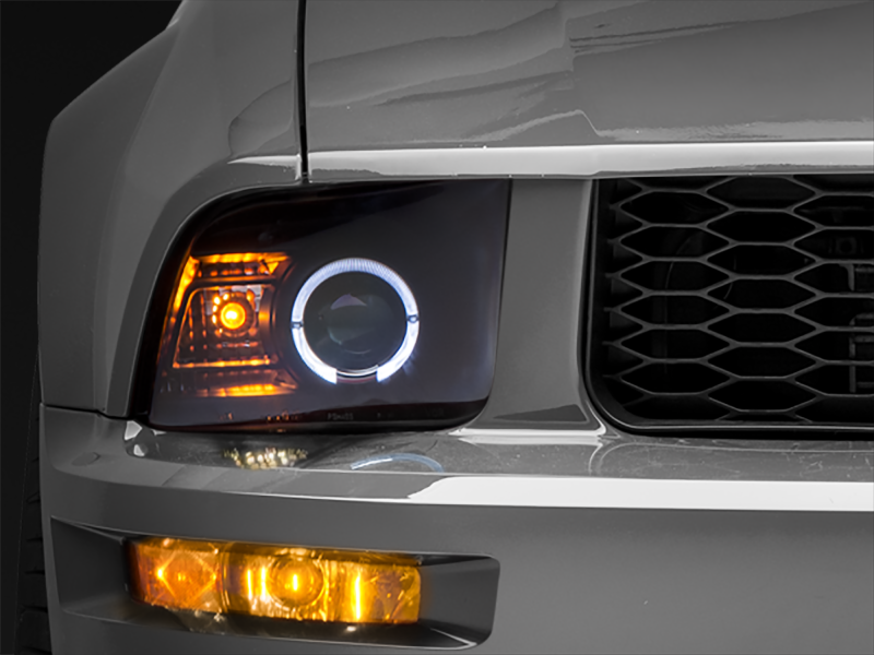 Raxiom 05-09 Ford Mustang Halogen 2010 Style LED Halo Headlights-Blk - 101682