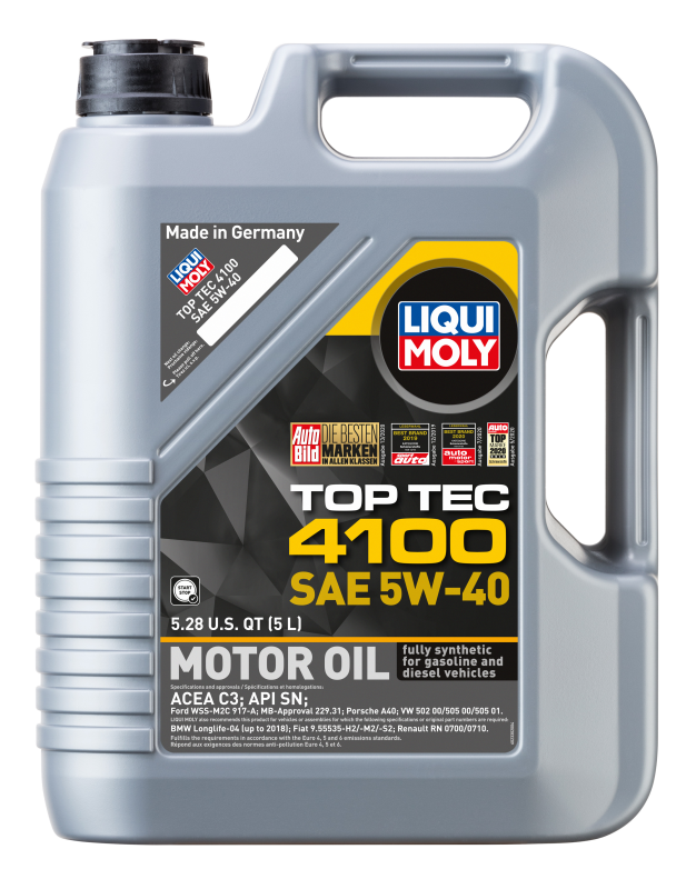 LIQUI MOLY 5L Top Tec 4100 Motor Oil SAE 5W40 - 2330 - 4/pkg