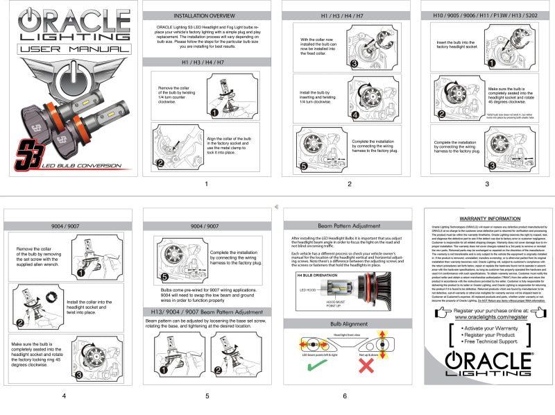 Oracle 9005 - S3 LED Headlight Bulb Conversion Kit - - S5239-001