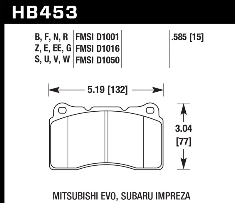Hawk Street 5.0 Front Brake Pad Brembo 03-06 Evo / - HB453B.585