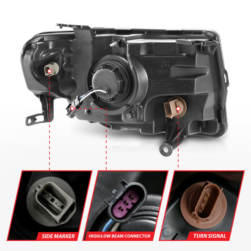 ANZO 2008-2012 Ford Escape Projector Headlights w/ Halo Black - 111355