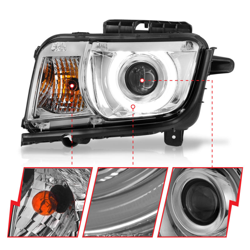 ANZO 2010-2013 Chevrolet Camaro Projector Headlights w/ Halo Chrome (CCFL) - 121311
