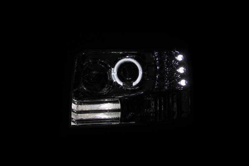 ANZO 1992-1996 Ford F-150 Projector Headlights w/ Halo Chrome w/ - 111183