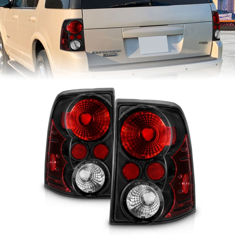 ANZO 2002-2005 Ford Explorer Taillights Black - 211081