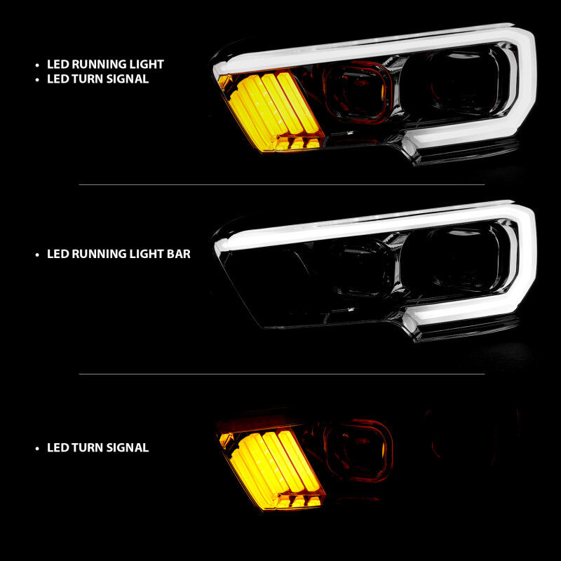 ANZO 2016-2017 Toyota Tacoma Projector Headlights w/ Plank Style Design - 111380