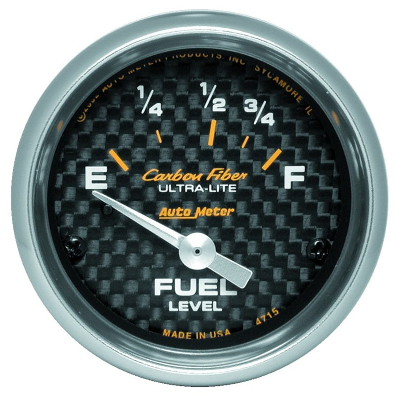 Autometer Carbon Fiber 52mm 73E-10F Electronic Fuel Level Gauge - 4715