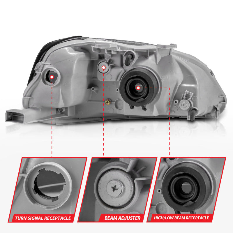 ANZO 1999-2000 Honda Civic Crystal Headlights Black - 121070