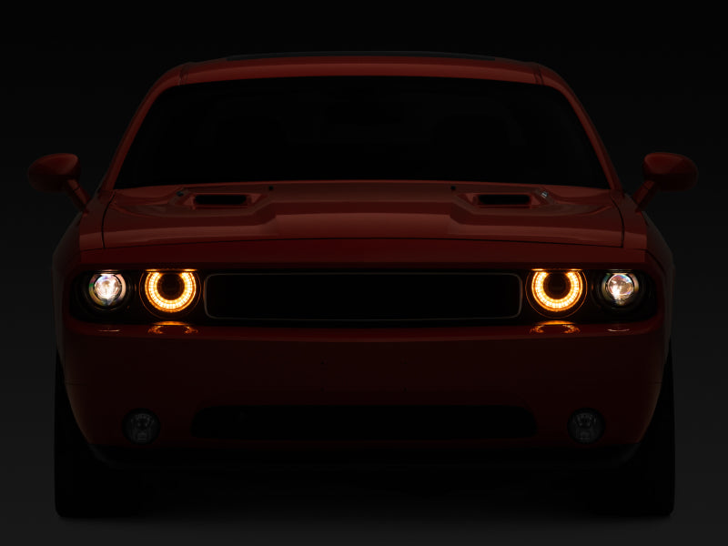 Raxiom 08-14 Dodge Challenger Halo Projctr Headlights w/Sequential Turn Signals-Blk - CH3761