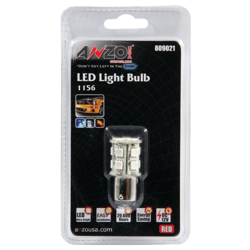 ANZO LED Bulbs Universal LED 1156 Red - 13 LEDs - 809021