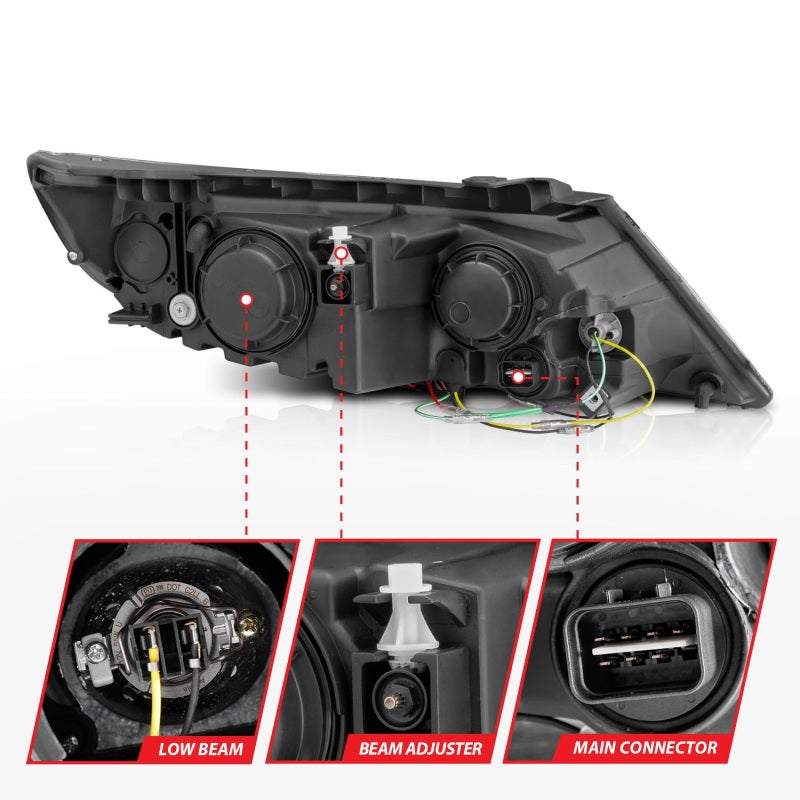ANZO 2011-2013 Kia Sorento Projector Headlights w/ Halo Chrome (CCFL) - 111249