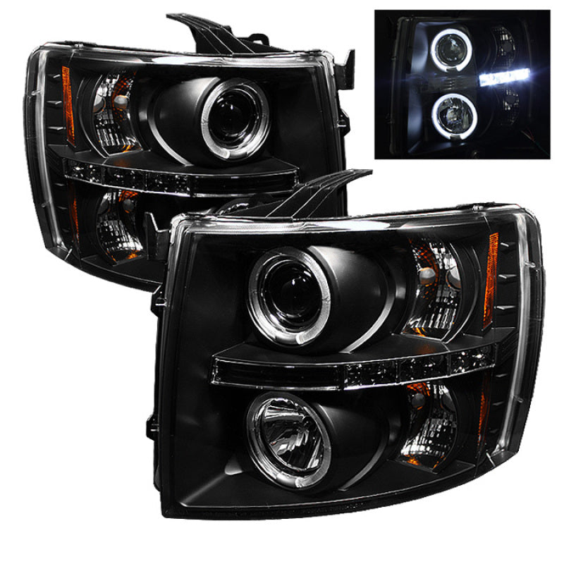 Spyder Chevy Silverado 1500 07-13 Projector Headlights LED Halo LED - 5009494