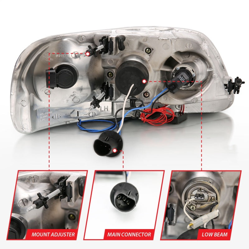 ANZO 1997.5-2003 Ford F-150 Projector Headlights w/ Halo and LED - 111032
