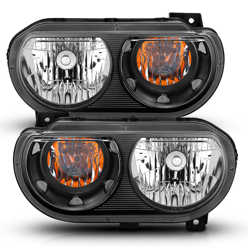 ANZO 2008-2014 Dodge Challenger Crystal Headlights Black - 121526